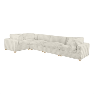 Best Quality Furniture Modular 5 Piece Sectional in Beige Velvet Corduroy