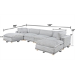 Best Quality Furniture Modular 6 Piece Sectional in Light Gray Velvet Corduroy