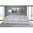 Best Quality Furniture Modular 6 Piece Sectional in Light Gray Velvet Corduroy