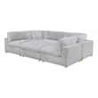 Best Quality Furniture Modular 6 Piece Sectional in Light Gray Velvet Corduroy