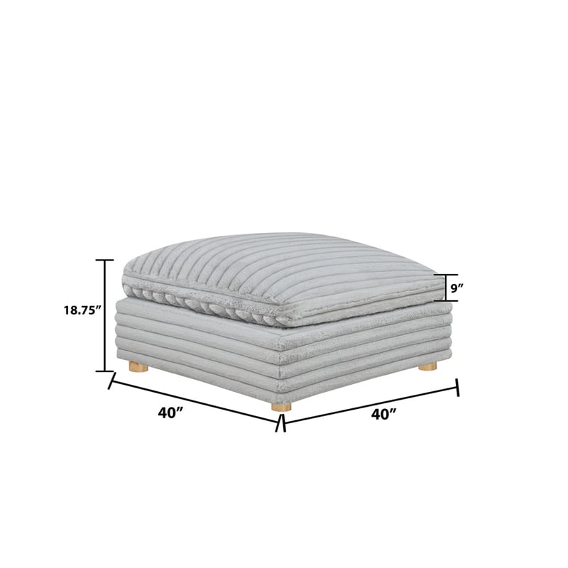 Best Quality Furniture Modular 6 Piece Sectional in Light Gray Velvet Corduroy
