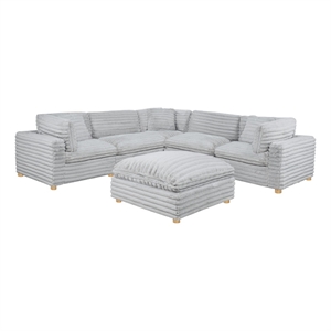 Best Quality Furniture Modular 6 Piece Sectional in Light Gray Velvet Corduroy
