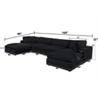 Best Quality Furniture Modular 6 Piece Sectional in Black Velvet Corduroy