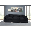 Best Quality Furniture Modular 6 Piece Sectional in Black Velvet Corduroy