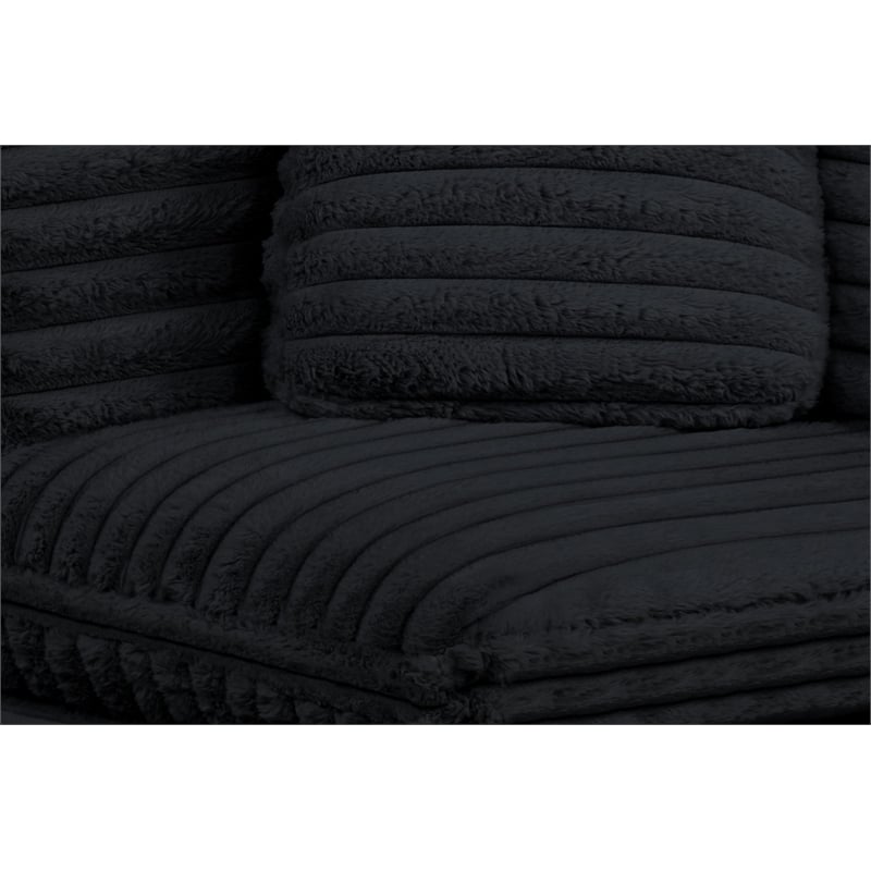 Best Quality Furniture Modular 6 Piece Sectional in Black Velvet Corduroy