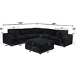 Best Quality Furniture Modular 6 Piece Sectional in Black Velvet Corduroy
