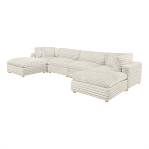 Best Quality Furniture Modular 6 Piece Sectional in Beige Velvet Corduroy
