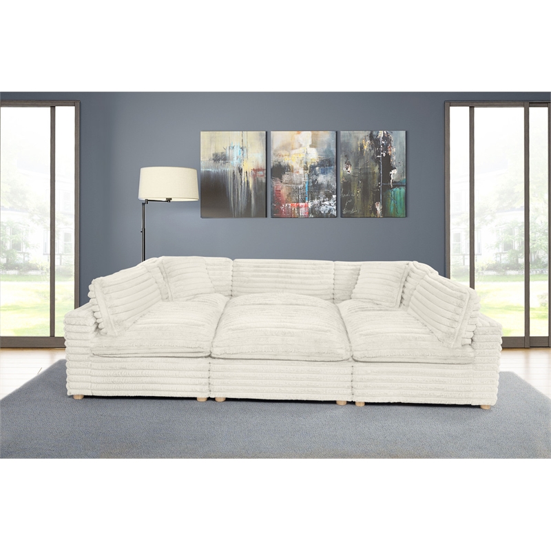 Best Quality Furniture Modular 6 Piece Sectional in Beige Velvet Corduroy