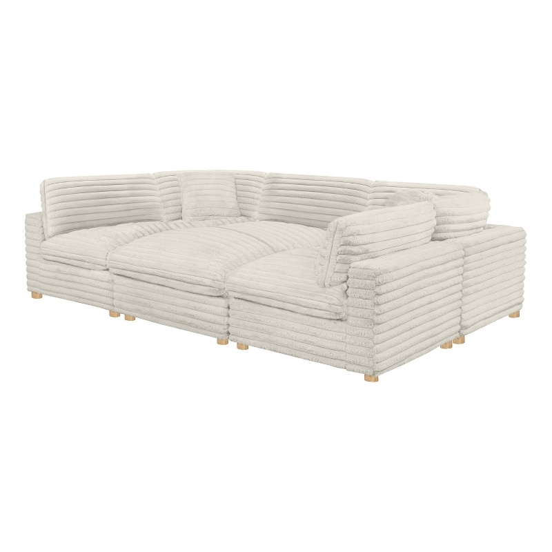 Best Quality Furniture Modular 6 Piece Sectional in Beige Velvet Corduroy