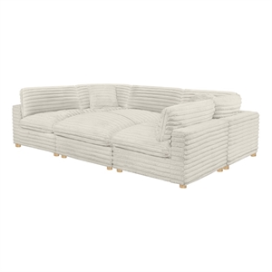 Best Quality Furniture Modular 6 Piece Sectional in Beige Velvet Corduroy