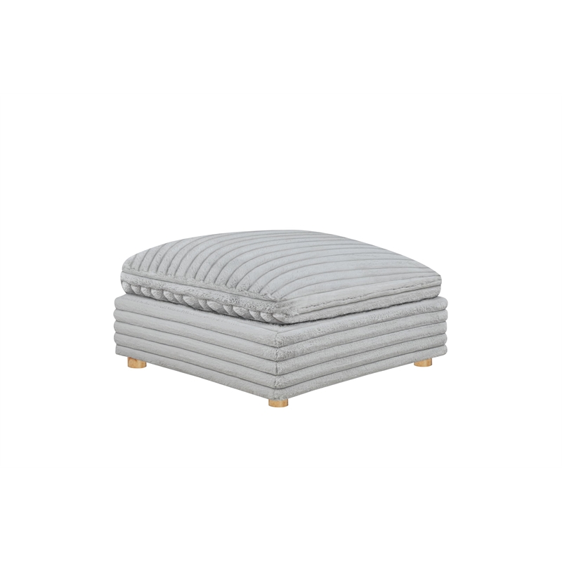 Best Quality Furniture SE08 Modular Ottoman Piece in Light Gray Velvet Corduroy