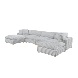 Best Quality Furniture SE08 Modular Ottoman Piece in Light Gray Velvet Corduroy
