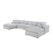 Best Quality Furniture SE08 Modular Ottoman Piece in Light Gray Velvet Corduroy
