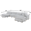 Best Quality Furniture SE08 Modular Ottoman Piece in Light Gray Velvet Corduroy