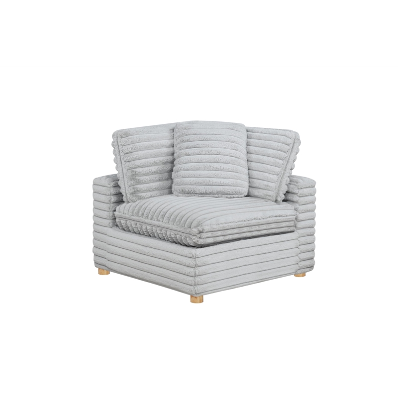 Best Quality Furniture SE08 Modular Ottoman Piece in Light Gray Velvet Corduroy