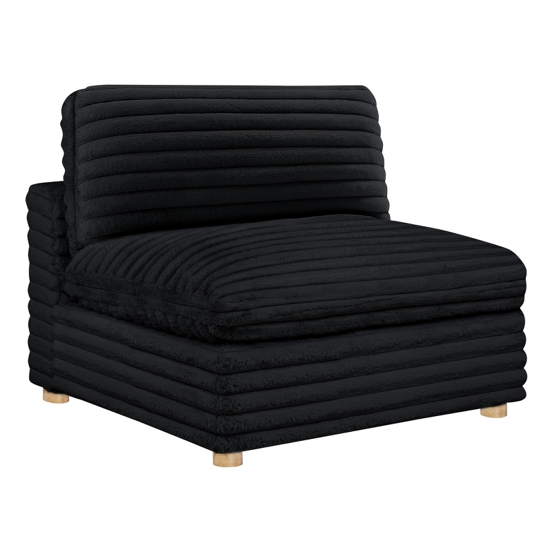 Best Quality Furniture SE09 Modular Armless Piece in Black Velvet Corduroy