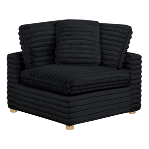 Best Quality Furniture SE09 Modular Corner Piece in Black Velvet Corduroy