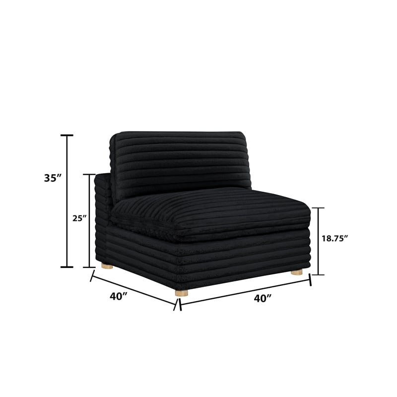 Best Quality Furniture SE09 Modular Ottoman Piece in Black Velvet Corduroy