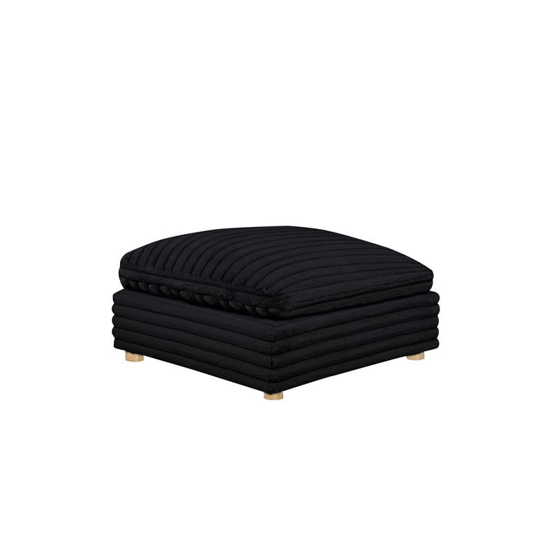 Best Quality Furniture SE09 Modular Ottoman Piece in Black Velvet Corduroy