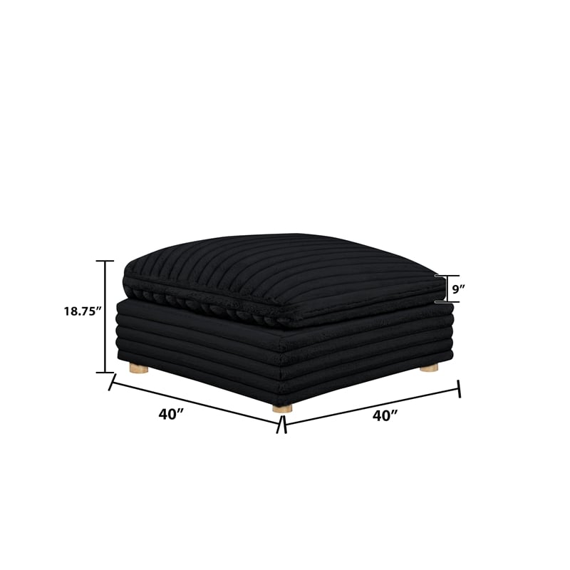 Best Quality Furniture SE09 Modular Ottoman Piece in Black Velvet Corduroy