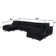 Best Quality Furniture SE09 Modular Ottoman Piece in Black Velvet Corduroy