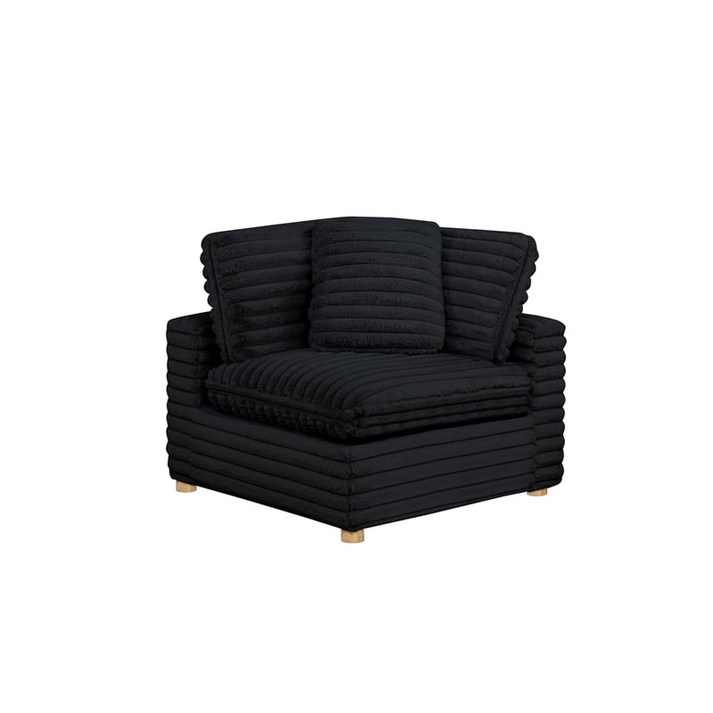 Best Quality Furniture SE09 Modular Ottoman Piece in Black Velvet Corduroy