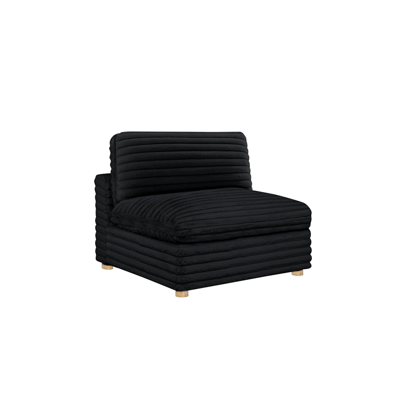 Best Quality Furniture SE09 Modular Ottoman Piece in Black Velvet Corduroy