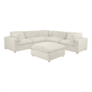 Best Quality Furniture Modular 6 Piece Sectional in Beige Velvet Corduroy
