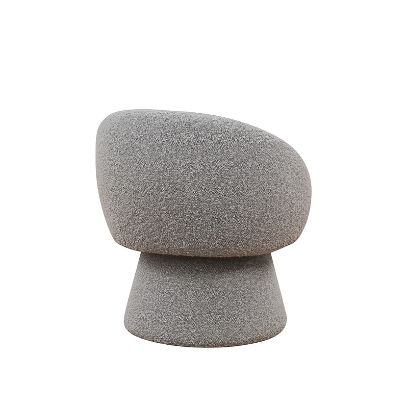 Best Quality Furniture Boucle Fabric Accent Chair with 360 Swivel in Rich Gray