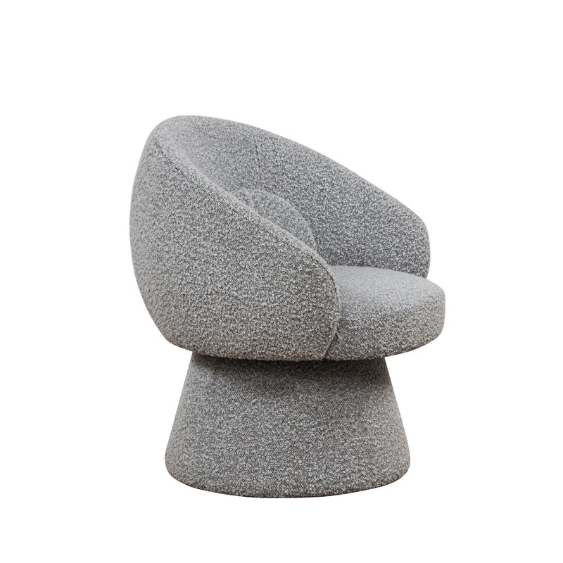 Best Quality Furniture Boucle Fabric Accent Chair with 360 Swivel in Rich Gray