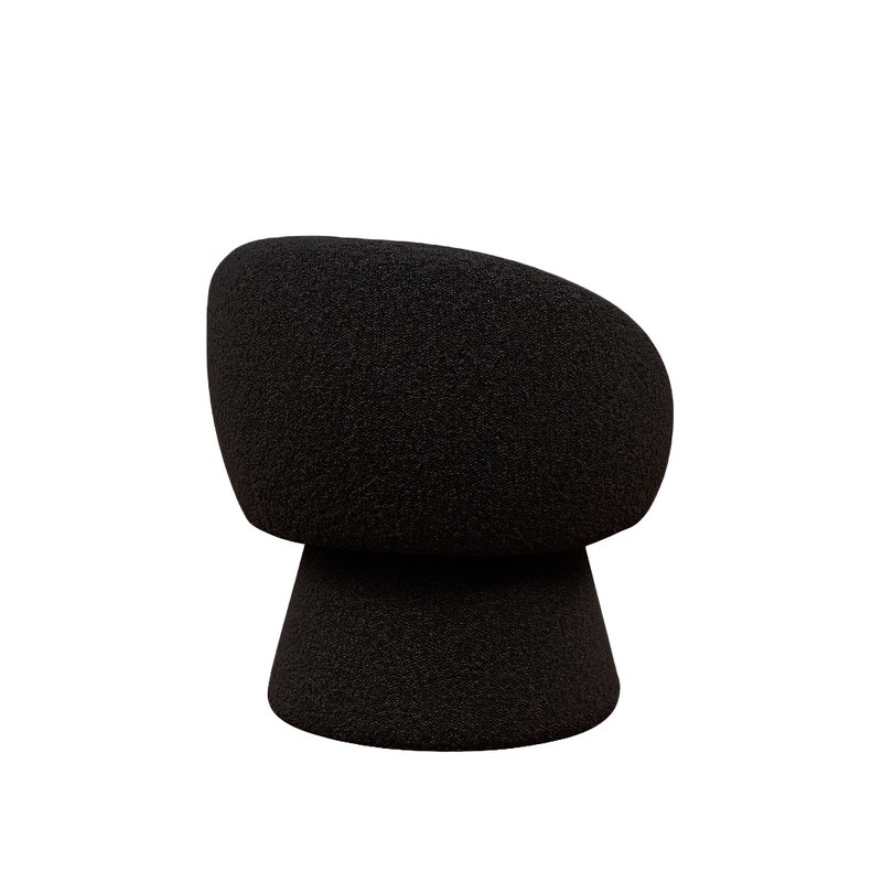 Best Quality Furniture Boucle Fabric Accent Chair with 360 Swivel in Black