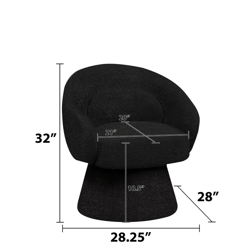 Best Quality Furniture Boucle Fabric Accent Chair with 360 Swivel in Black