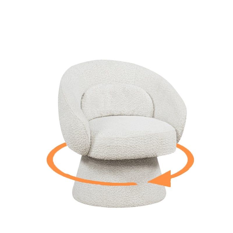 Best Quality Furniture Boucle Fabric Accent Chair with 360 Swivel in Cream