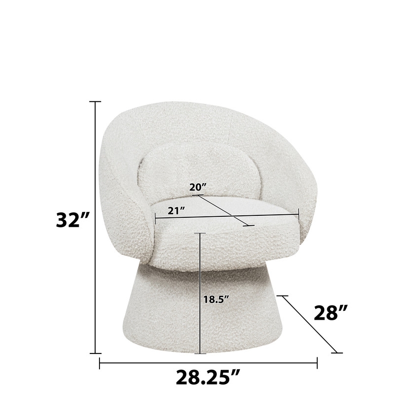 Best Quality Furniture Boucle Fabric Accent Chair with 360 Swivel in Cream