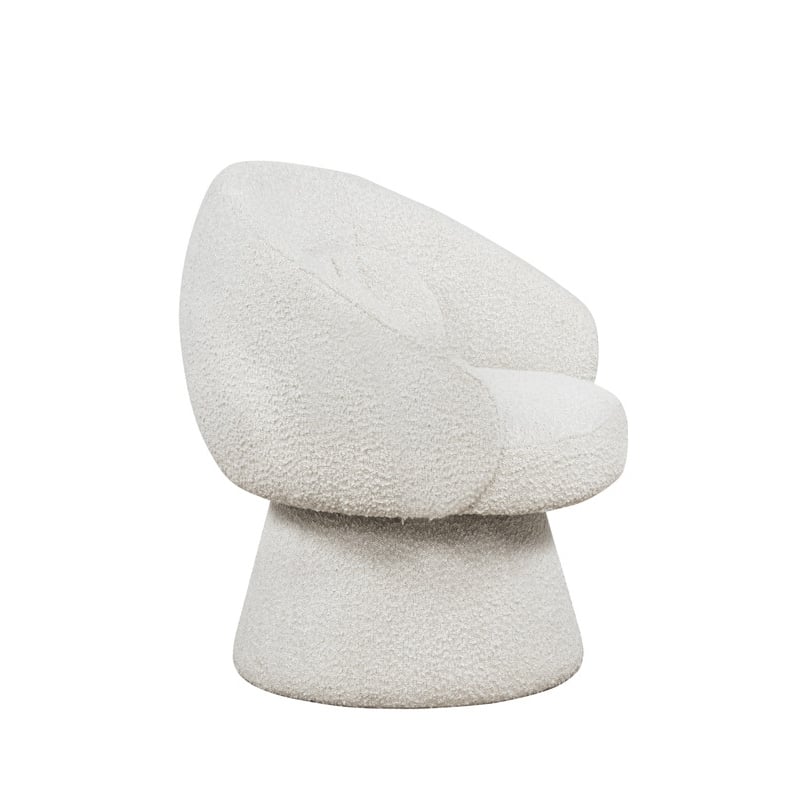 Best Quality Furniture Boucle Fabric Accent Chair with 360 Swivel in Cream