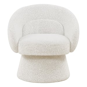 Best Quality Furniture Boucle Fabric Accent Chair with 360 Swivel in Cream