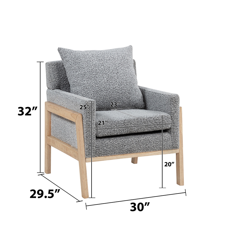 Best Quality Furniture Boucle Fabric Accent Lounge Chair in Rich Gray
