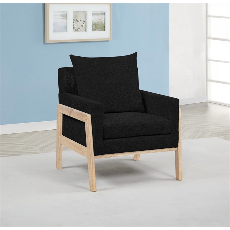 Best Quality Furniture Boucle Fabric Accent Lounge Chair in Black