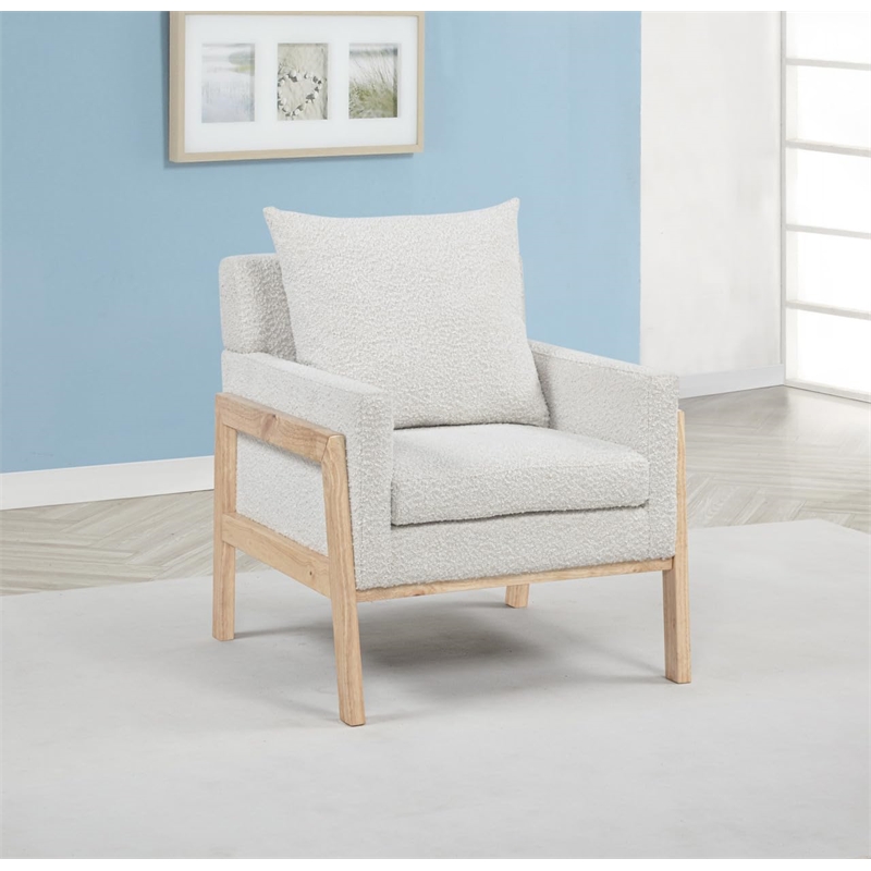Best Quality Furniture Boucle Fabric Accent Lounge Chair in Cream