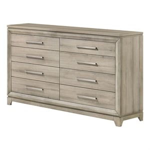 Best Quality Furniture Grey-Beige Wood 8 Drawer Horizonal Dresser