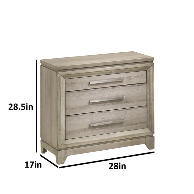 Best Quality Furniture Grey-Beige Wood Bedroom Set with King Panel Bed