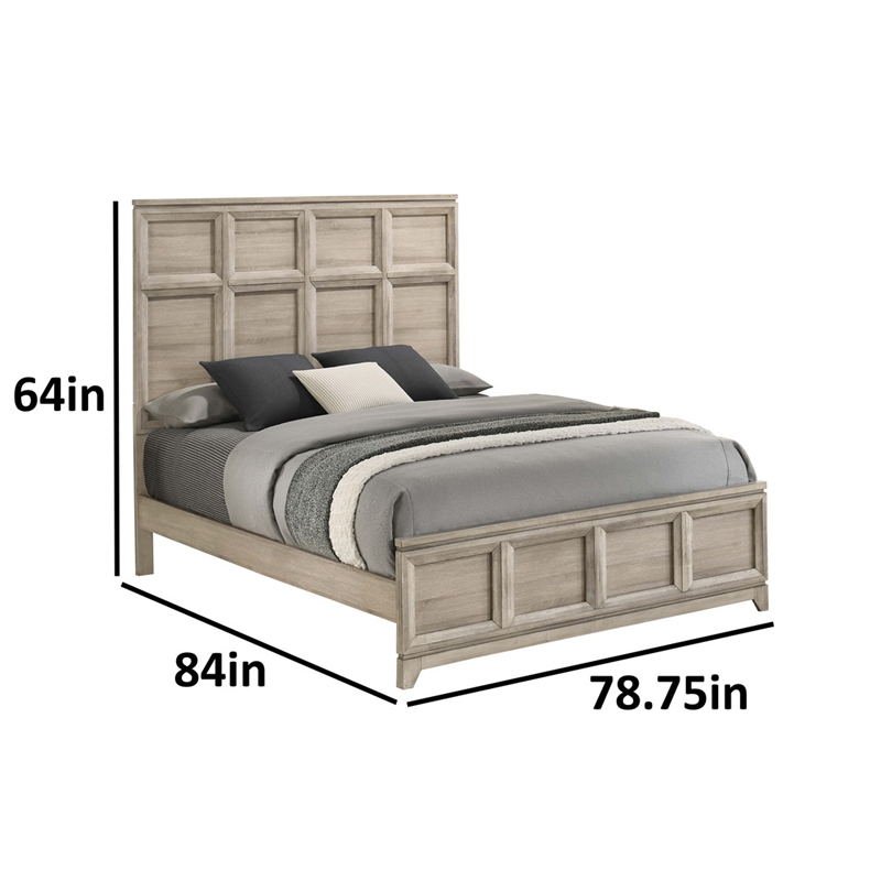 Best Quality Furniture Grey-Beige Wood Bedroom Set with King Panel Bed
