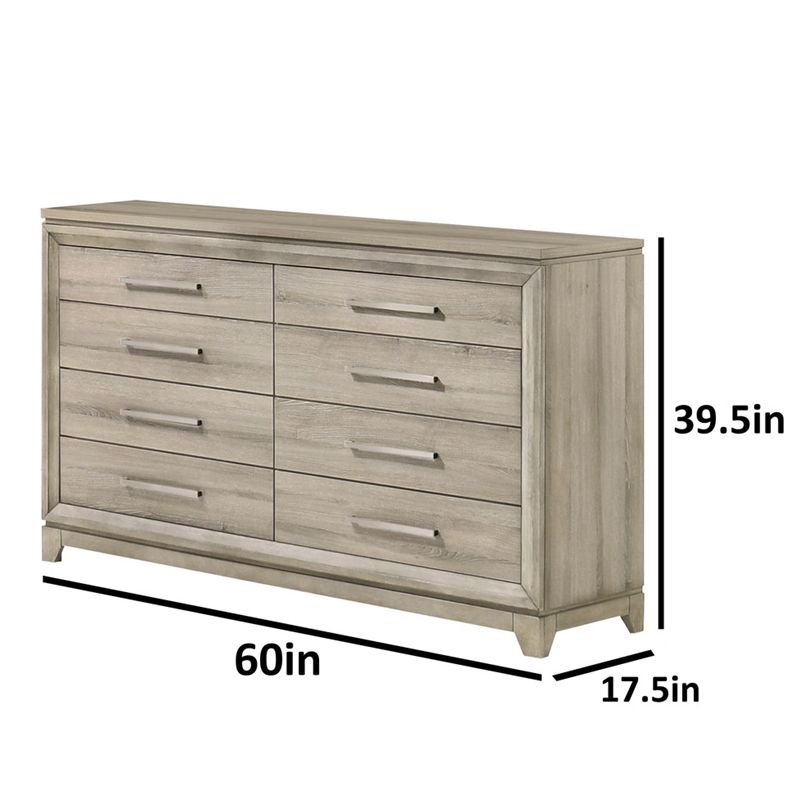Best Quality Furniture Grey-Beige Wood Bedroom Set with Queen Panel Bed