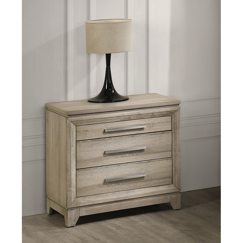 Best Quality Furniture Grey-Beige Wood Nightstand with Vanity Drawer