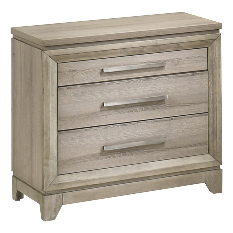 Best Quality Furniture Grey-Beige Wood Nightstand with Vanity Drawer