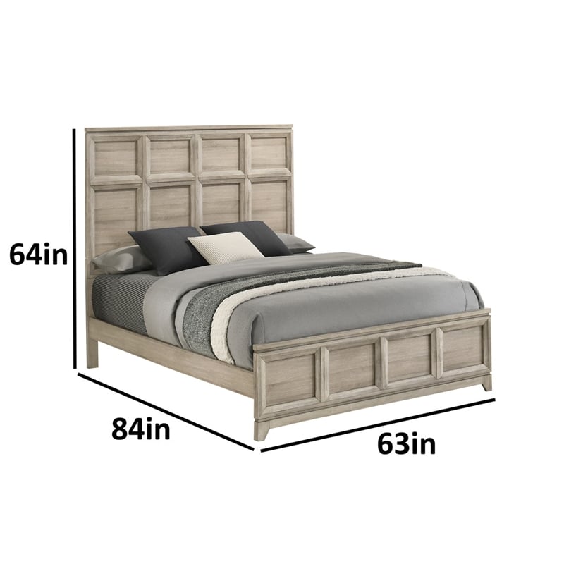Best Quality Furniture Weathered Grey-Beige Wood Panel Bed in Queen