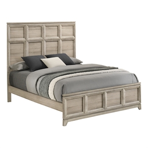 Best Quality Furniture Weathered Grey-Beige Wood Panel Bed in Queen