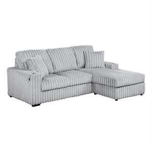 Best Quality Furniture Light Gray Corduroy Fabric Reversible Sectional with USB