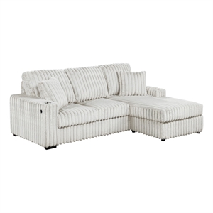 Best Quality Furniture Beige Corduroy Fabric Reversible Sectional with USB