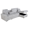 Best Quality Furniture Light Gray Corduroy Fabric 3pc Sectional with Pullout Bed